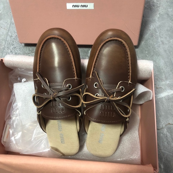 Meet the Posher Shoes - Miu Miu Brown Leather Bow Loafers